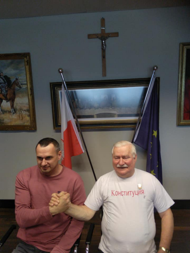 Lech Wałęsa i Ołeh Sencow 