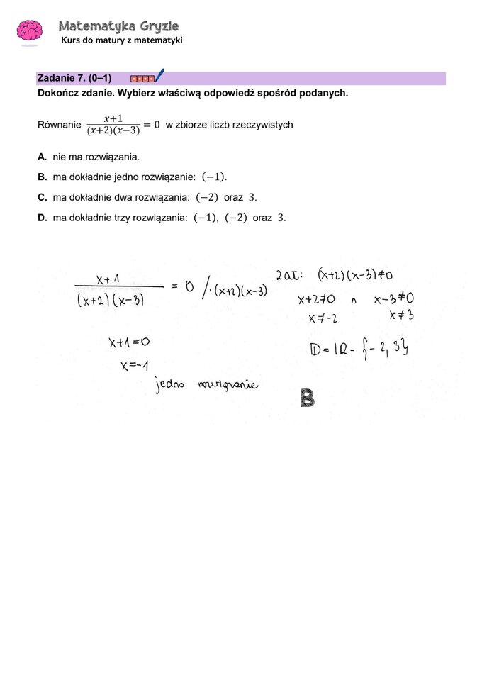 Matura 2024. Matematyka — poziom podstawowy, Formuła 2023 — arkusze z odpowiedziami – zadanie 7