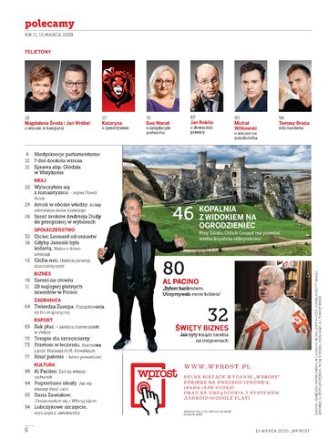 Tygodnik WPROST 11/2020 -&nbsp;spis treści
