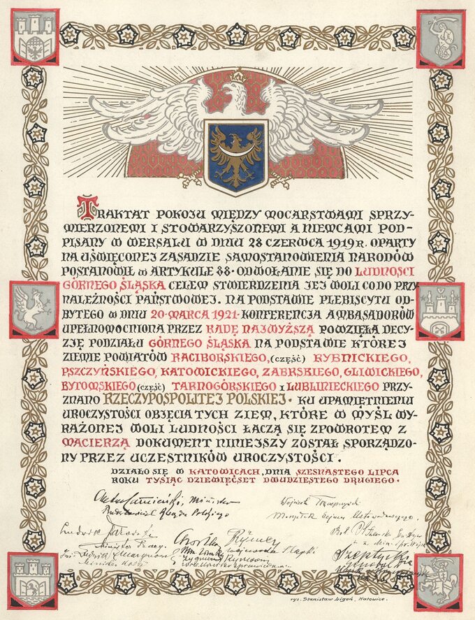 Akt objęcia Górnego Śląska przez Polskę w 1922 r. (zbiory Archiwum Państwowego w Katowicach)