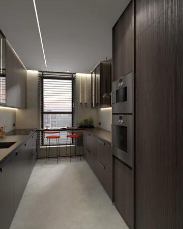 Kuchnia w ciemnej zabudowie, projekt Agata Izdebska 