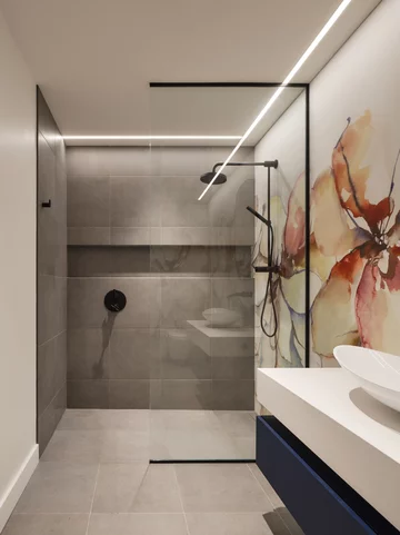 Dwupoziomowy apartament z kuchnią w kolorze miedzi Projekt: MU Architecture 