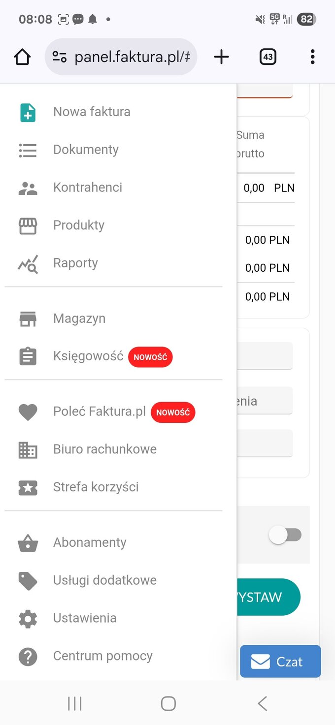 Test usability aplikacji do fakturowania