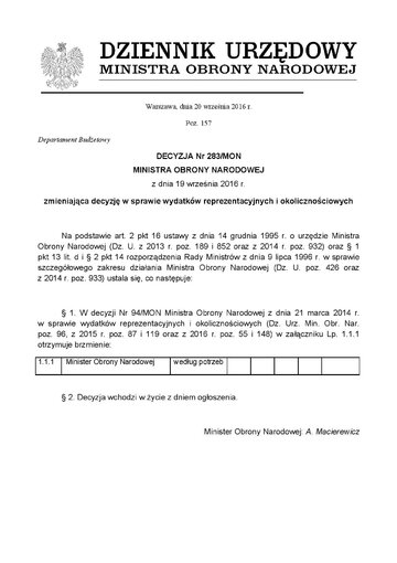 Decyzja o zniesieniu limitu wydatk&oacute;w