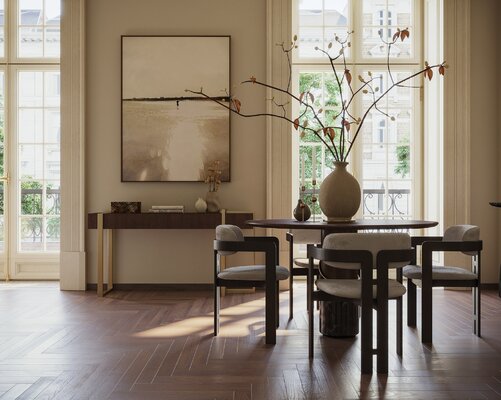 Miniatura: Aranżacje w odcieniach beżu i brązu