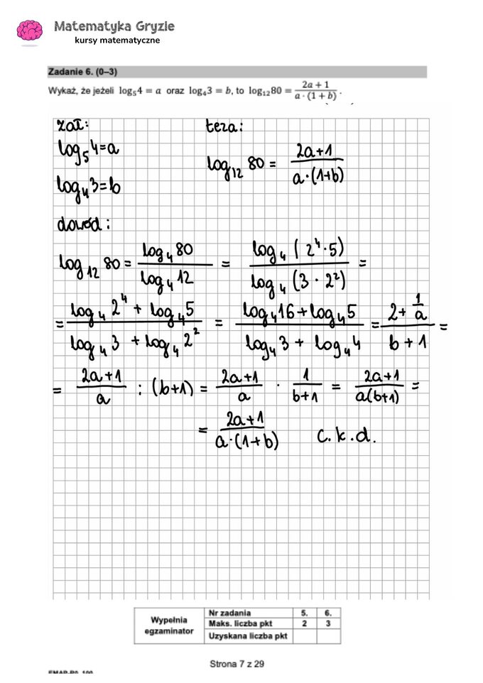 Zadanie 6 – Matura 2024. Matematyka — poziom rozszerzony, Formuła 2015 — arkusze z odpowiedziami