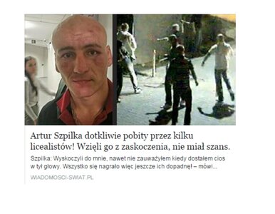 Miniatura: "Artur Szpilka dotkliwie pobity". Nowa...