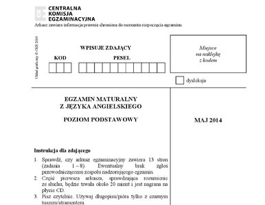 Miniatura: Matura 2014: Arkusz podstawowy z języka...