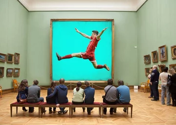 Robert Lewandowski, olej na płótnie 