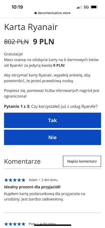 Karta podarunkowa Ryanair