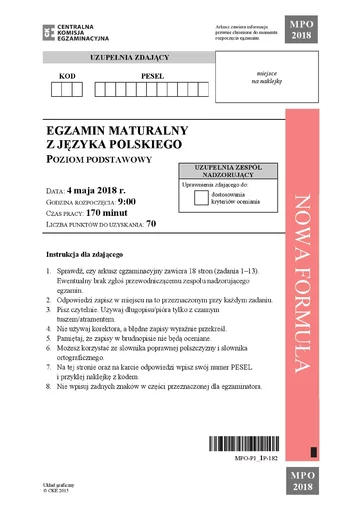 Matura 2018 z j. polskiego poziom podstawowy 