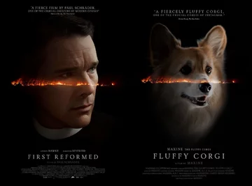 Plakat "First Reformed" i plakat "Fluffy Corgi" 