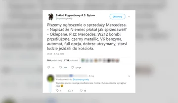 Wpisy zakładu pogrzebowego w mediach społecznościowych 