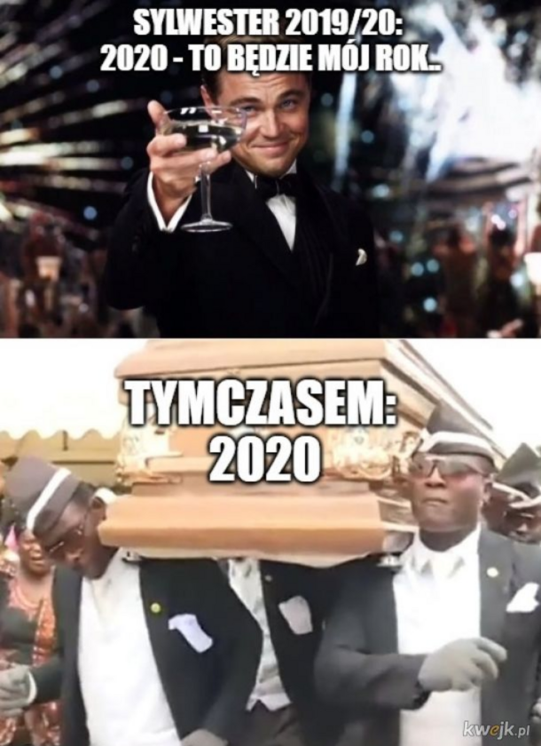 Mem z tańczącymi z trumną grabarzami 