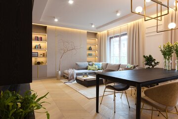 Salon w&nbsp;eleganckim apartamencie, projekt Barbara Jasicka