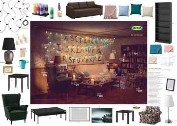 Salon z serialu „Stranger Things”, odtworzony przy użyciu produktów ze sklepu IKEA 