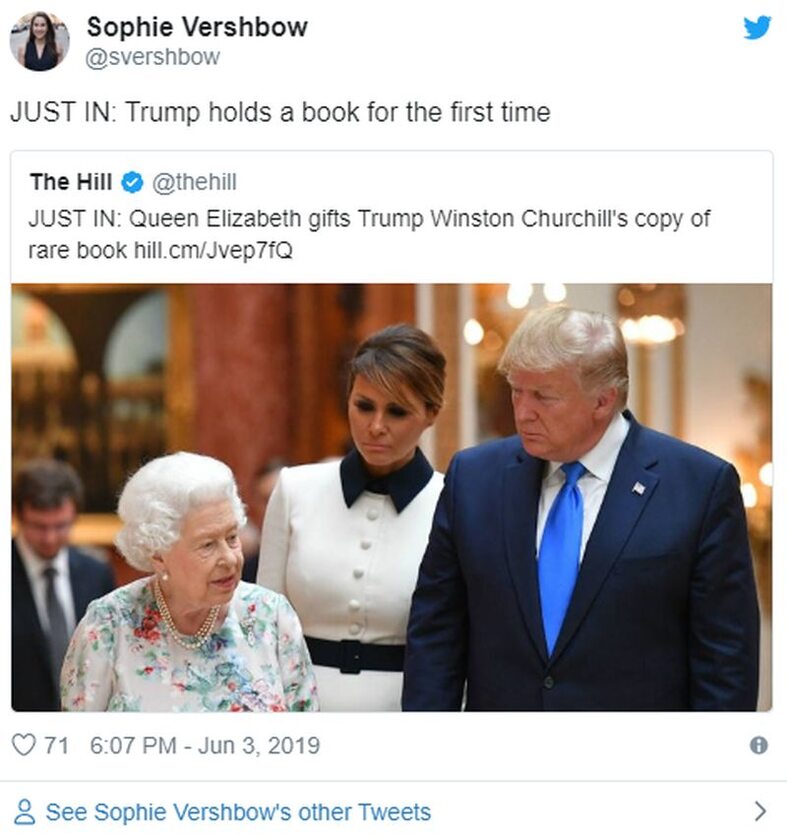 Królowa podarowała Donaldowi Trumpowi książkę „JUST IN: Trump po raz pierwszy miał książkę w rękach”