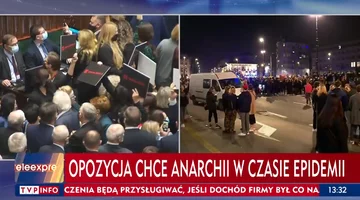 Pasek TVP Info opisujący dzisiejsze wydarzenia w Sejmie 