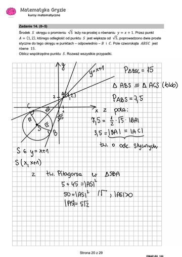 Zadanie 14 &ndash; Matura 2024. Matematyka &mdash; poziom rozszerzony, Formuła 2015 &mdash; arkusze z&nbsp;odpowiedziami