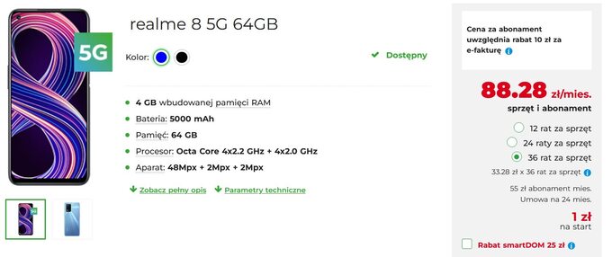 Realme 8 5G 64GB w ofercie „Back to school” w Plus