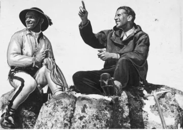 Stanisław Gąsienica-Sieczka i Zbigniew Staniewicz na planie filmu „Zamarłe echo” 