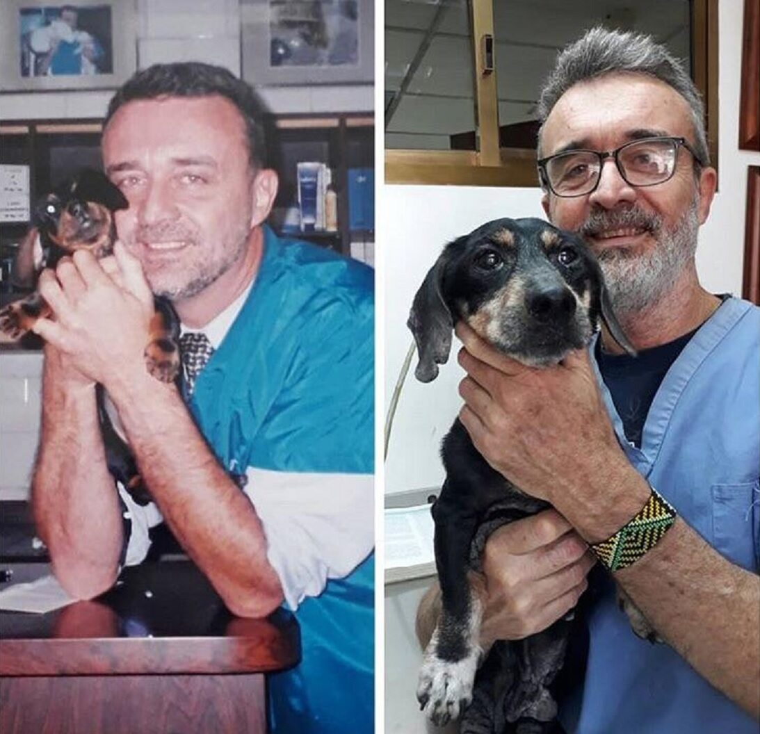 Weterynarz i jego pies. Zdjęcia dzieli 15 lat 