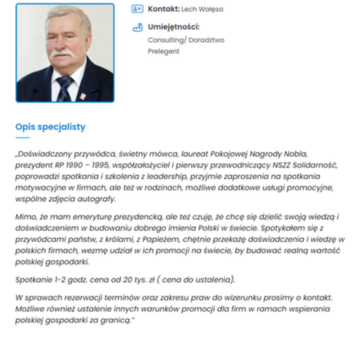 Ogłoszenie Lecha Wałęsy