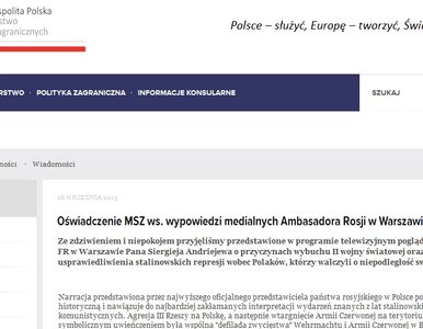 Miniatura: Oświadczenie MSZ ws. wypowiedzi Ambasadora...