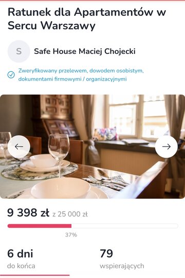 Zrzutka na&nbsp;opłacenie czynszu w&nbsp;apartamentach