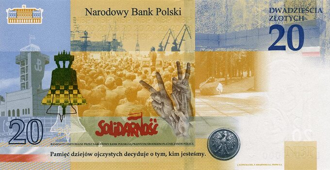Banknot kolekcjonerski „Lech Kaczyński. Warto być Polakiem” z tytułem najlepszego banknotu kolekcjonerskiego 2021 roku