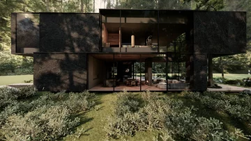 Dom jednorodzinny zatopiony w przyrodzie, projekt: Tissu Architecture dom jednorodzinny, Tissu Architecture