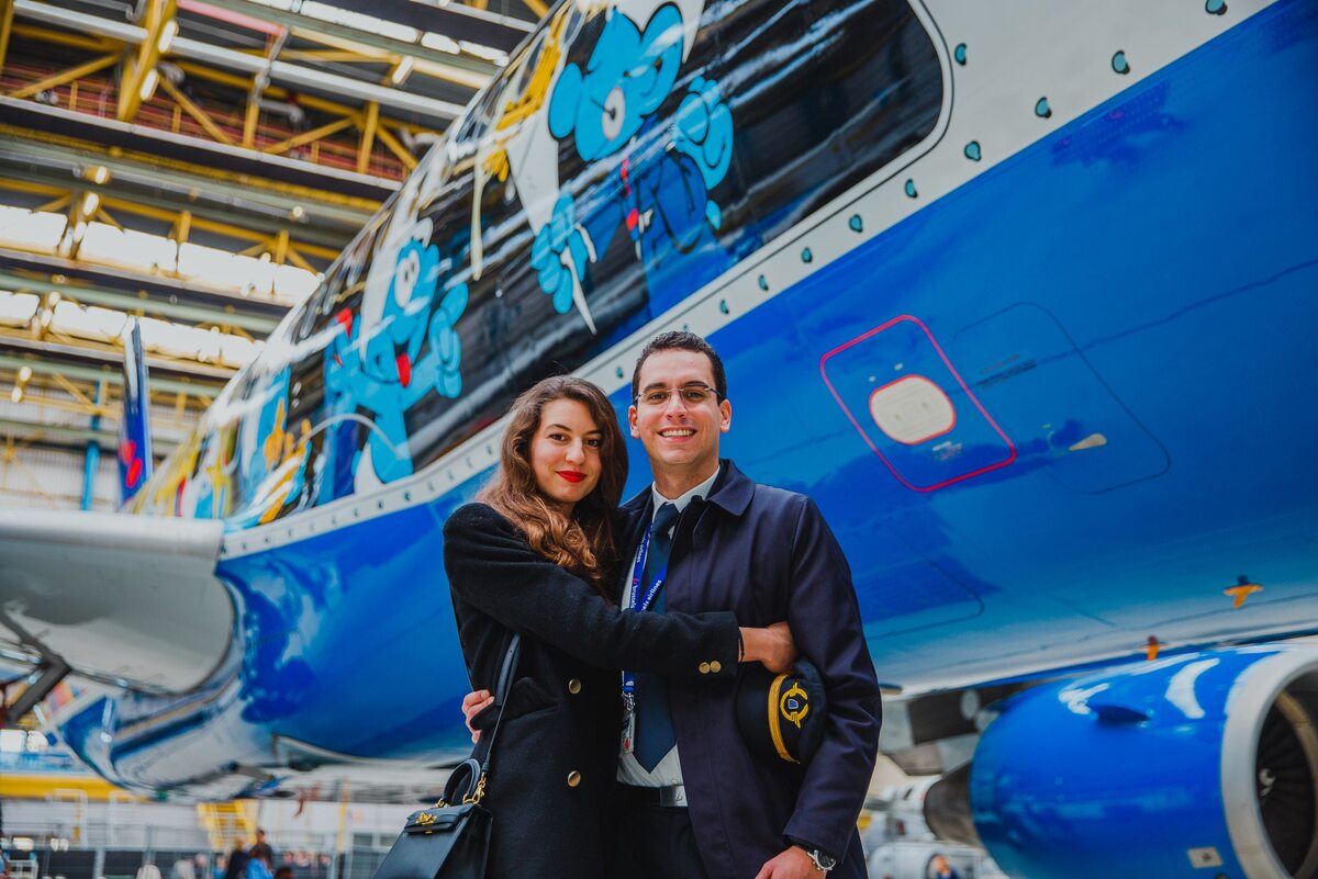 Autorka projektu Marta Macellani i jej brat - pilot Brussels Airlines 