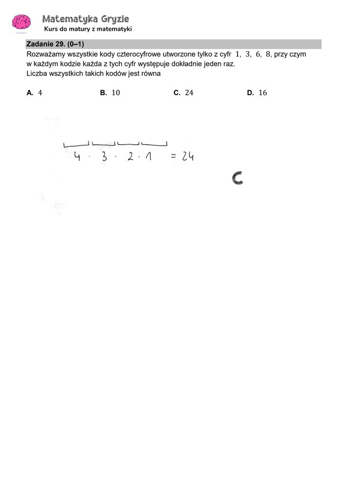 Zadanie 29 – Matura 2024. Matematyka — poziom podstawowy, Formuła 2015 — arkusze z odpowiedziami