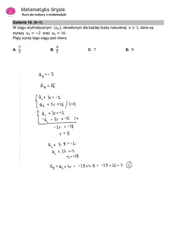 Zadanie 16 &ndash; Matura 2024. Matematyka &mdash; poziom podstawowy, Formuła 2015 &mdash; arkusze z&nbsp;odpowiedziami