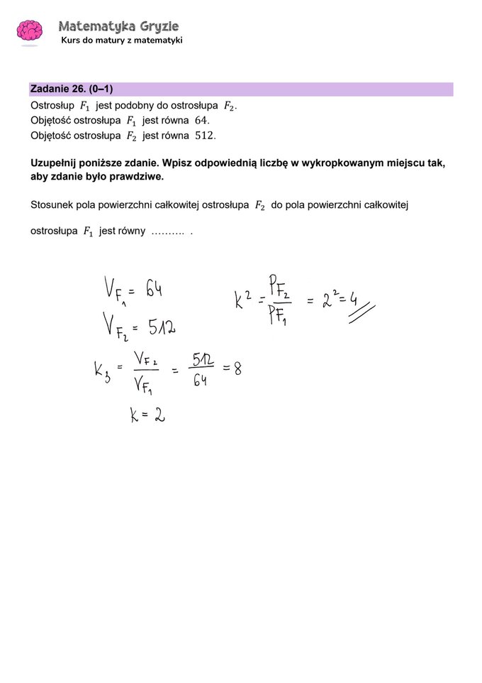 Matura 2024. Matematyka — poziom podstawowy, Formuła 2023 — arkusze z odpowiedziami – zadanie 26