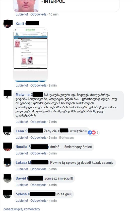 Komentarze polskich internautów na facebookowym profilu poszukiwanego mężczyzny 