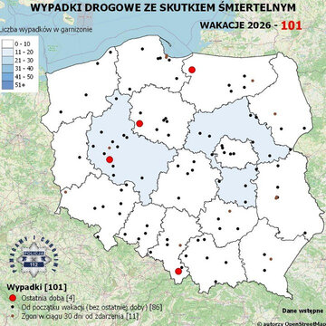 Wypadki drogowe ze&nbsp;skutkiem śmiertelnym. Wakacje 2026