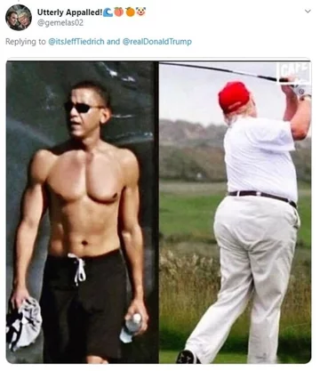 Mem w odpowiedzi na zdjęcie opublikowane przez Donalda Trumpa 