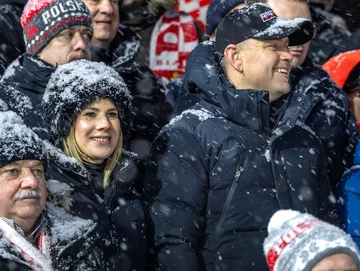 Marta i Karol Nawroccy podczas konkursu skoków w Zakopanem 