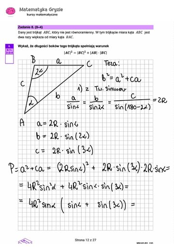 Zadanie 8&nbsp;&ndash; Matura 2024. Matematyka &mdash; poziom rozszerzony, Formuła 2023 &mdash; arkusze z&nbsp;odpowiedziami