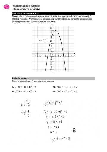 Zadanie 14 &ndash; Matura 2024. Matematyka &mdash; poziom podstawowy, Formuła 2015 &mdash; arkusze z&nbsp;odpowiedziami