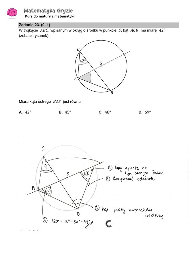 Zadanie 23 – Matura 2024. Matematyka — poziom podstawowy, Formuła 2015 — arkusze z odpowiedziami