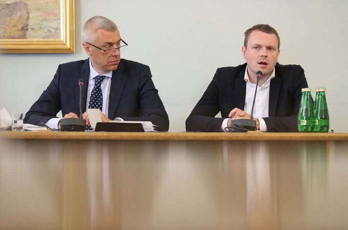 Roman Giertych i Michał Tusk podczas przesłuchania przed komisją ds. Amber Gold
