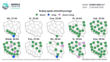 Prognoza IMGW. W&nbsp;tych miejscach może spaść deszcz i&nbsp;śnieg