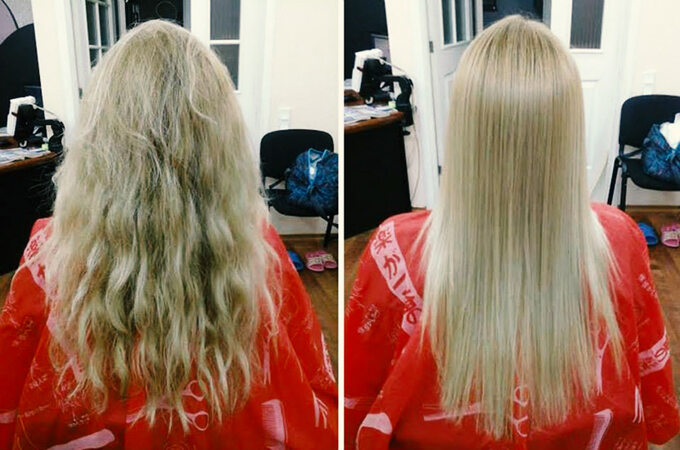 Keratynowe prostowanie włosów - Efekt przed i po