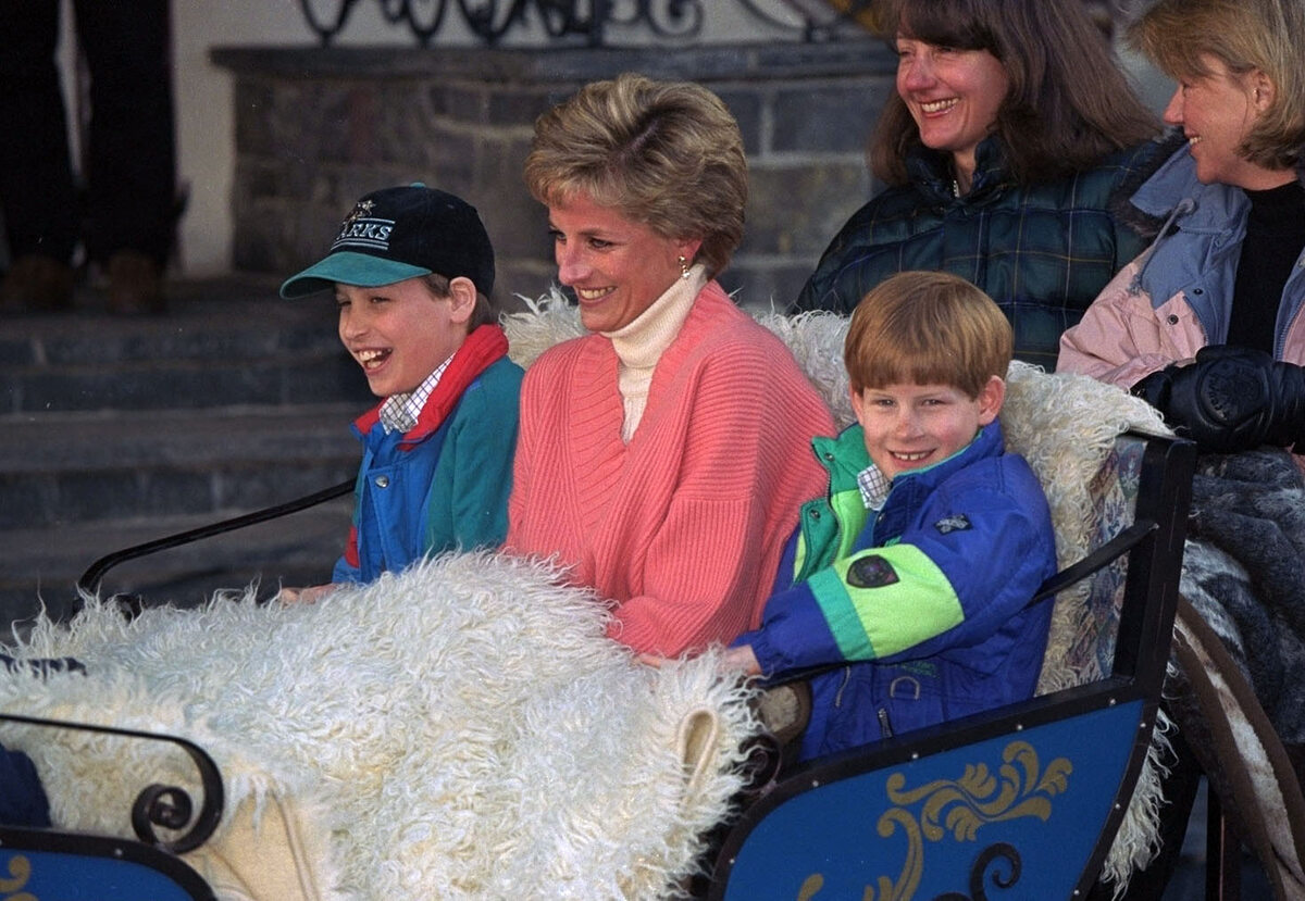 Księżna Diana, książę Harry i książę William podczas wycieczki do Austrii 