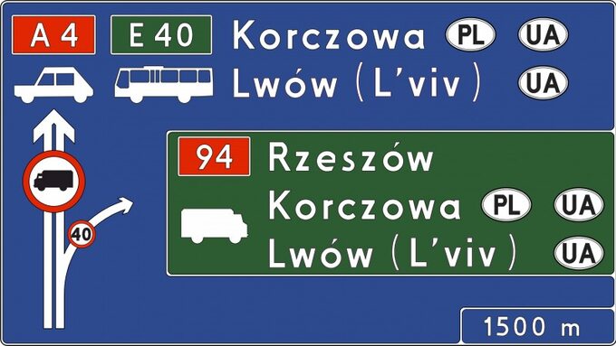 Polskie nazwy zagranicznych miast na znakach drogowych