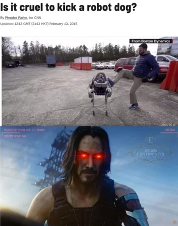 Mem z Keanu Reevesem po prezentacji gry Cyberpunk 2077 