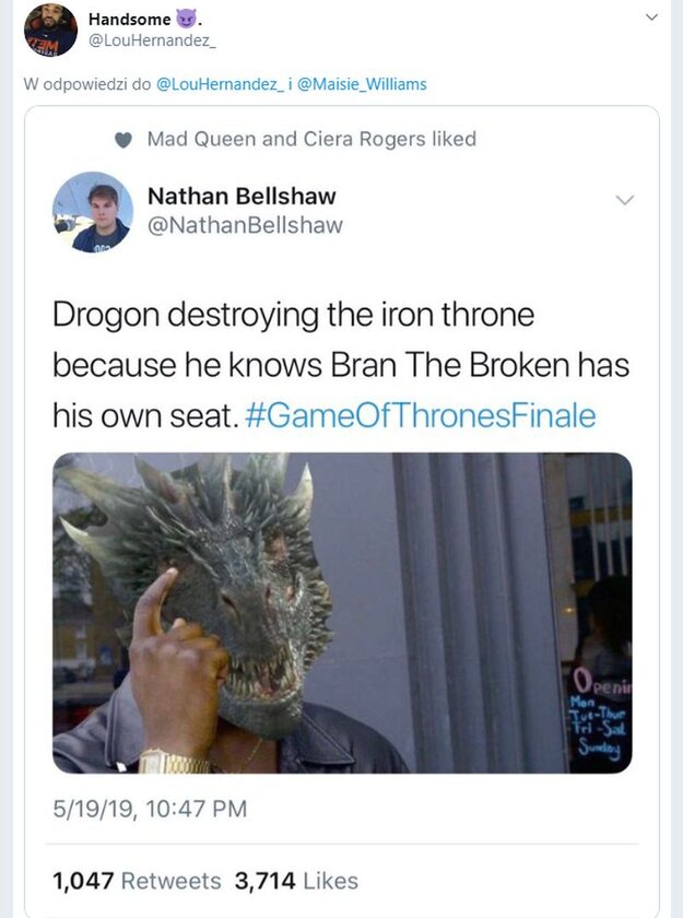 Drogon zniszczył Żelazny Tron, bo wiedział, że Bran ma własne siedzenie 