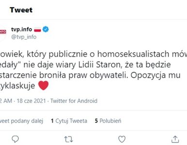 Miniatura: Dziwny wpis na Twitterze TVP Info....